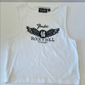 Fender White Rock & Roll Graphic Tank Top Size Small